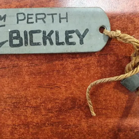 "From PERTH to BICKLEY" metal mail tag with ...