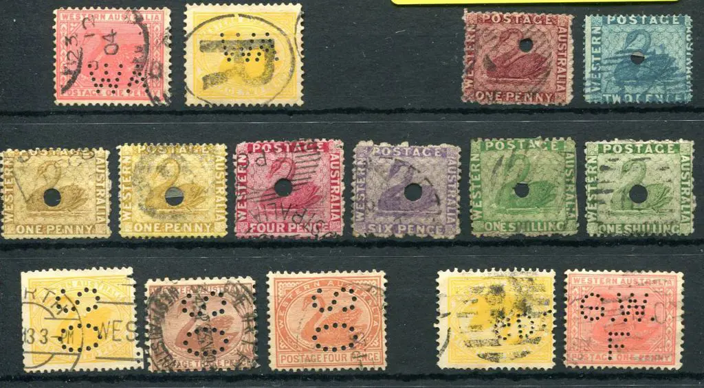 Commissariat Punctures on 1d bistre (2), 1d lake, ... Image 1++