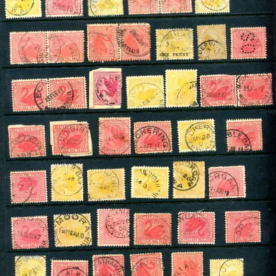 Postmarks L-M on Swans with Lawlers, Lennonville, ...