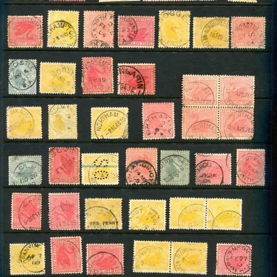 Postmarks N-R on Swans all different incl ...