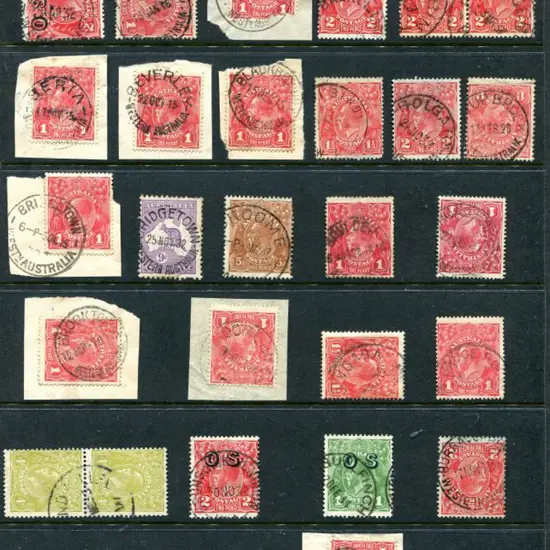 Postmarks A-B on KGV incl Arrino, Balingup, ...