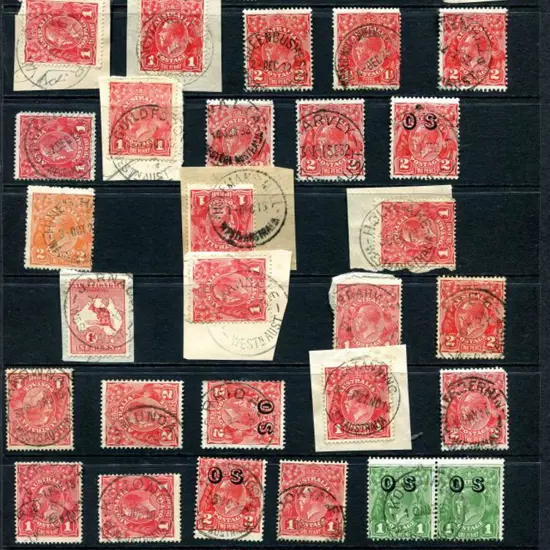 Postmarks F-K on KGV with Fimiston, Fitzroy Xing, ...