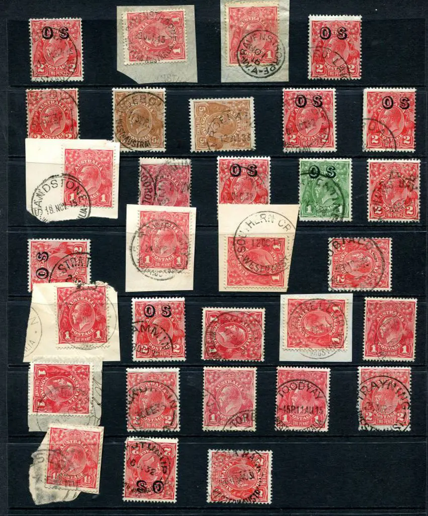 Postmarks R-V on KGV noting Rawlinna, ... Image 1++