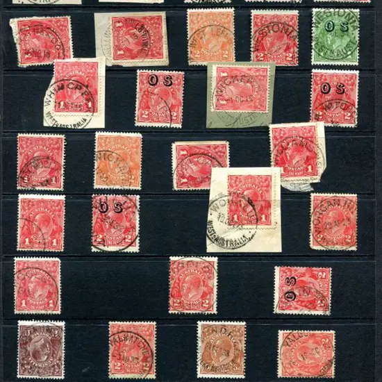 Postmarks W-Z on KGV incl Waleabing, Walkaway, ...