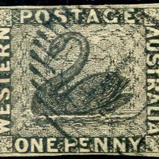 1854 1d black with 4 clear even margins & fine ...