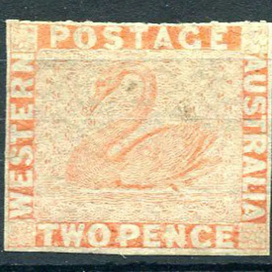1860 2d pale orange with rouletting visible along ...