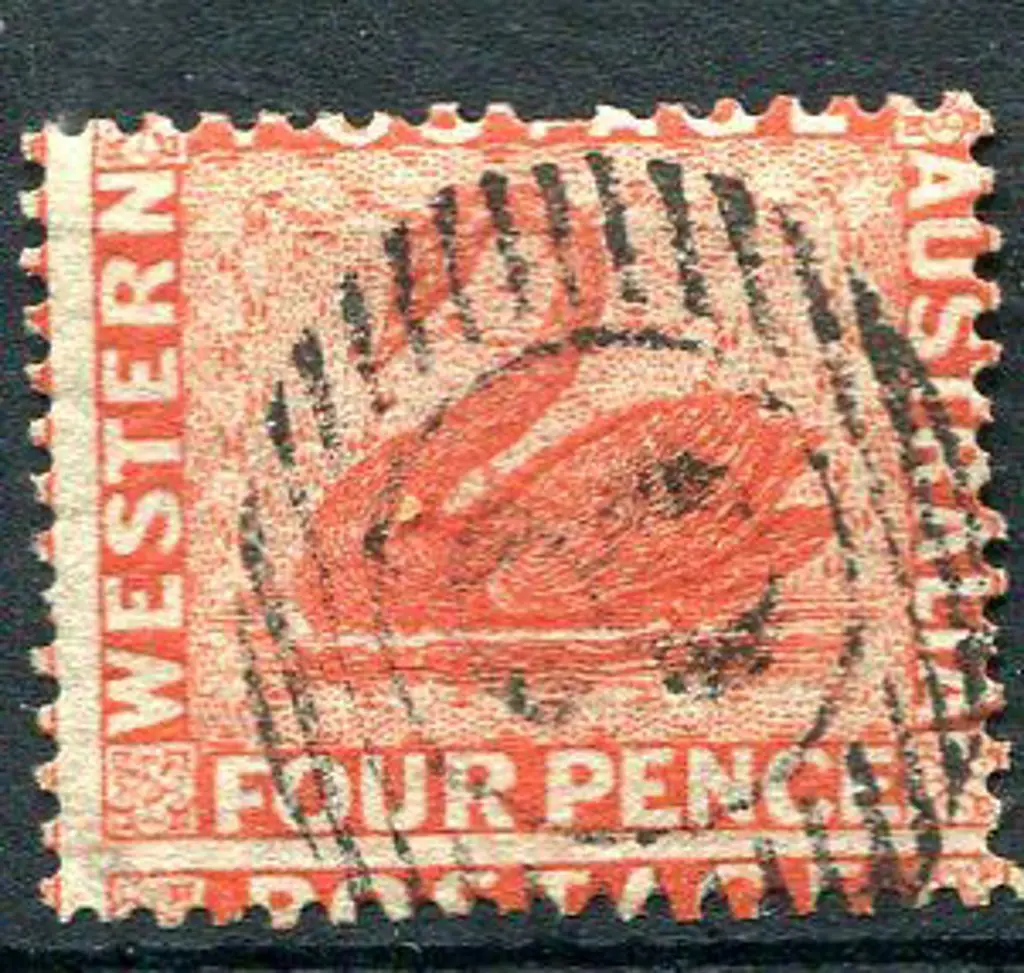 1861 4d vermilion, perf. 14 with design shifted up ... Image 1++