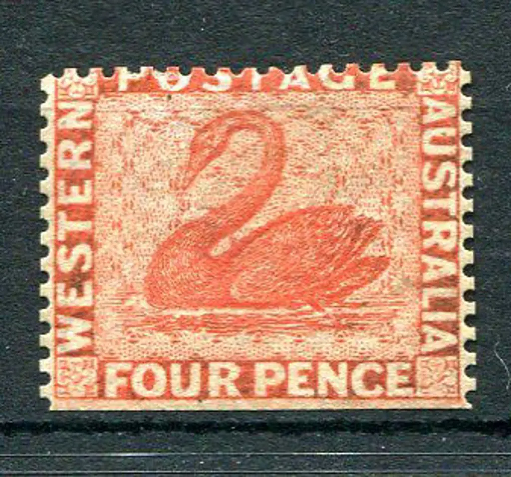 1861 4d vermilion, perf. 14 with straight edge at ... Image 1++