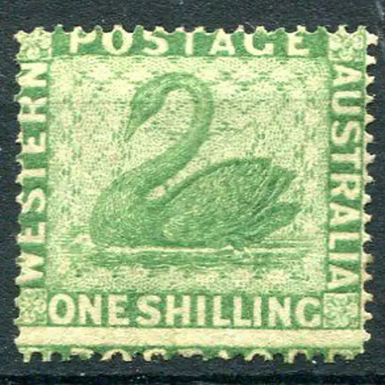 1861 1/- yellow-green, clean cut perf. 14-16. ...