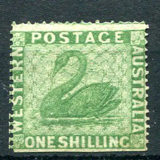 1861 1/- yellow-green, clean cut perf. 14-16. MLH ...