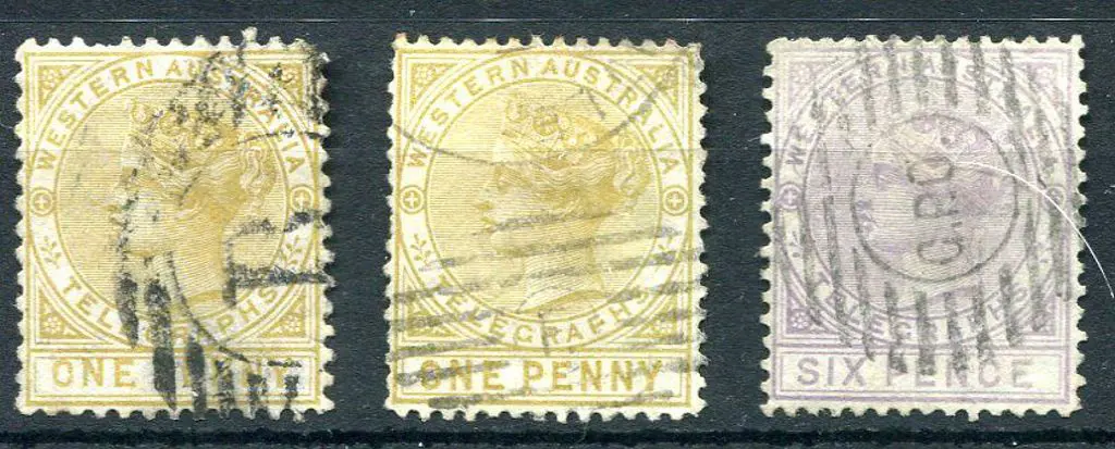 1879 1d & 6d Telegraph set of 3 with 1d in both ... Image 1++