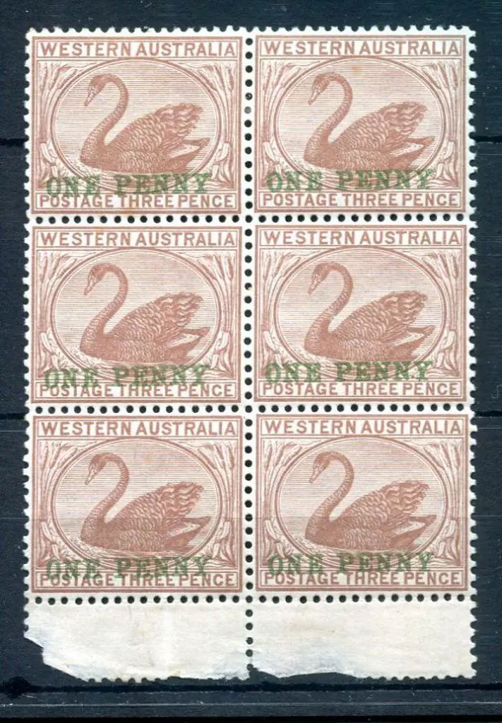 1893 "ONE PENNY" surcharge in green on 3d pale ... Image 1++