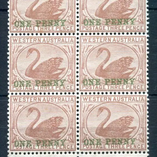 1893 "ONE PENNY" surcharge in green on 3d pale ...