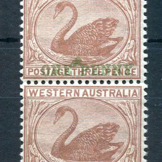 1893 "ONE PENNY" surcharge in green on 3d pale ...