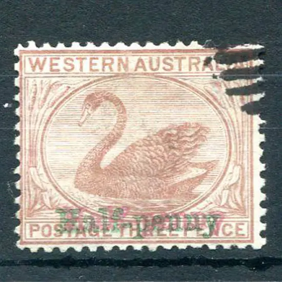 1895 "Half-penny" surcharge in red & green on 3d ...