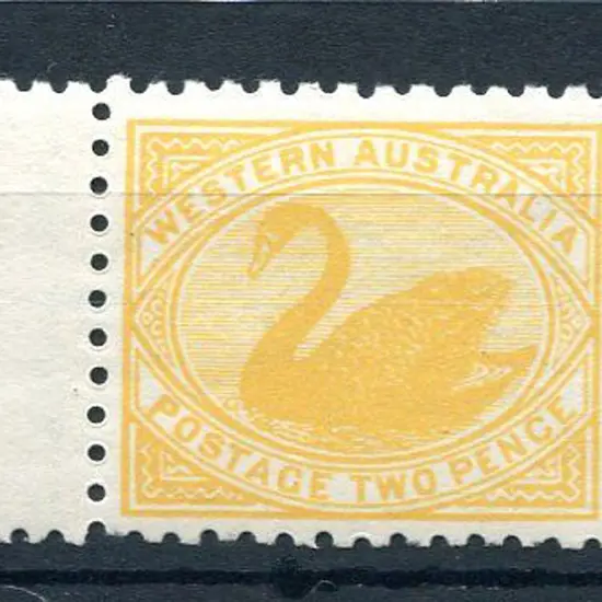 1905 2d yellow with left hand selvedge example. ...
