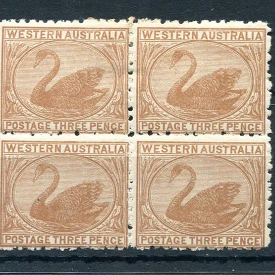 1906 3d brown in block of 4 with 1 stamp MUH, ...