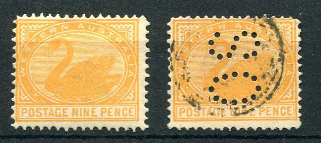 1908 9d yellow-orange, line perf MLH (ACSC ... Image 1++