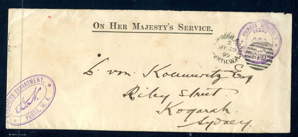 Premiers Department Long OHMS cover from Perth to ... Image 1++