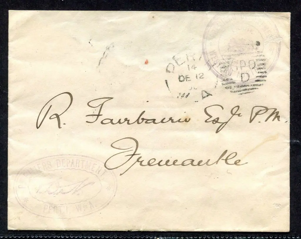 Premiers Department Plain cover from Perth to ... Image 1++