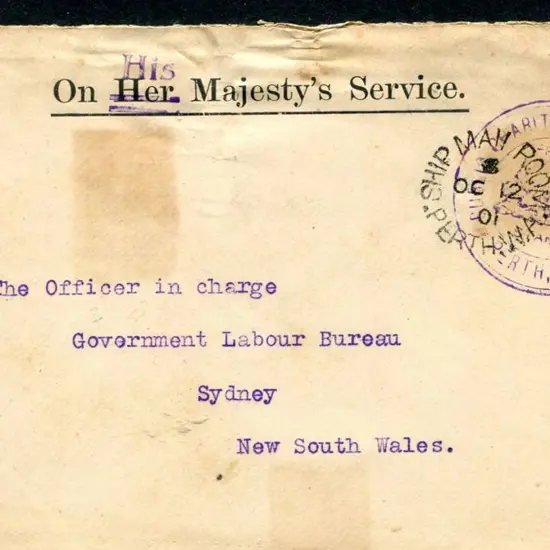 Public Charities Department OHMS cover with typed ...