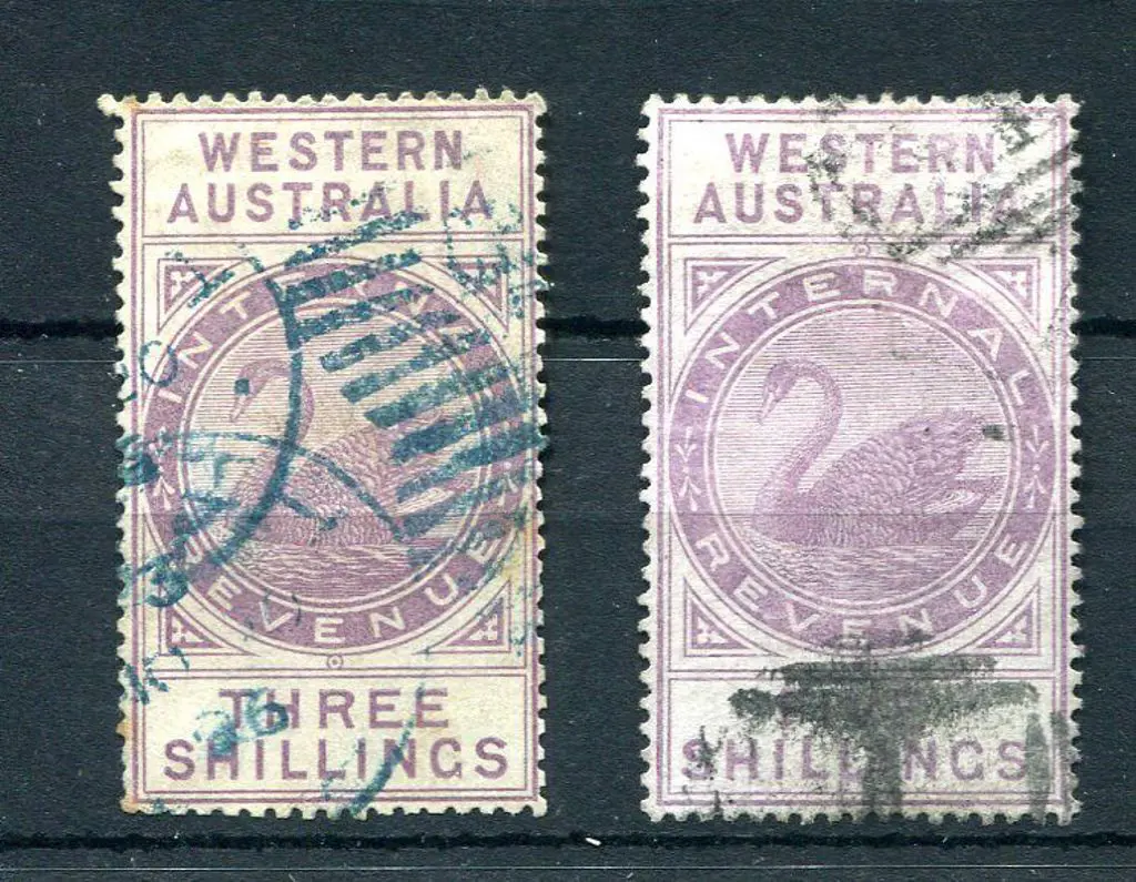 1893 3/- & 5/- Internal Revenues postally used in ... Image 1++
