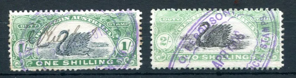 1906/09 1/- deep green & 2/- light green as above ... Image 1++