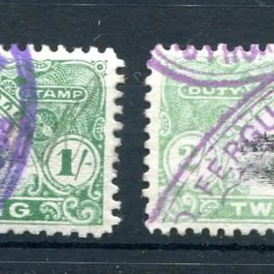 1906/09 1/- deep green & 2/- light green both with ...
