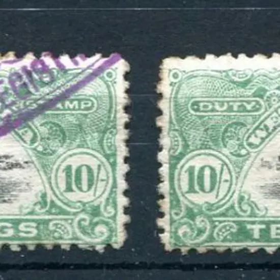 1906/09 10/- dull green with inverted wmk x 2 ...