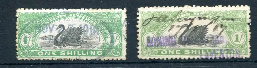 1909 1/- green & 1/- yellow-green both with ... Image 1++