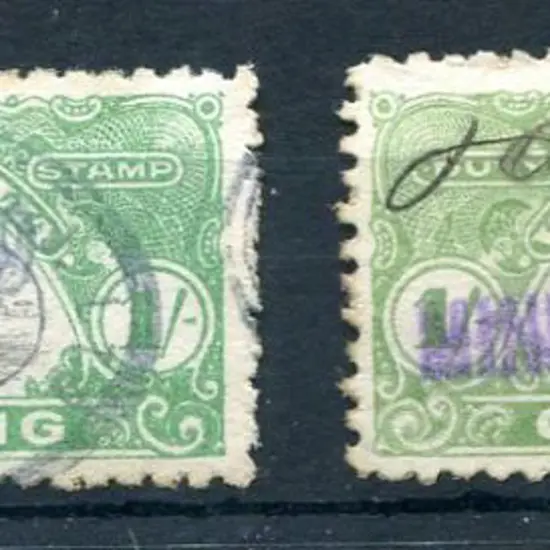 1909 1/- green & 1/- yellow-green both with ...