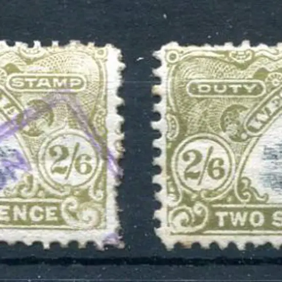 1911/12 2/6d brown-olive & 2/6d yellowish-olive ...