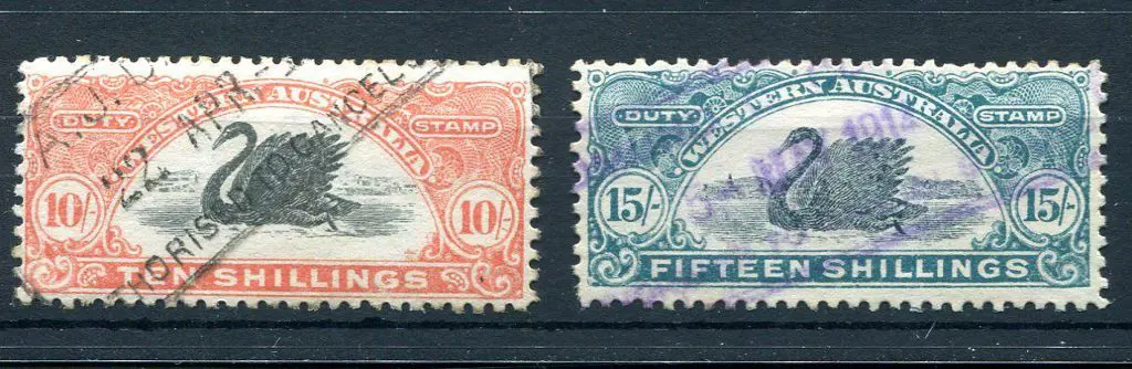 1911/13 10/- orange-red & 15/- deep blue-green. ... Image 1++
