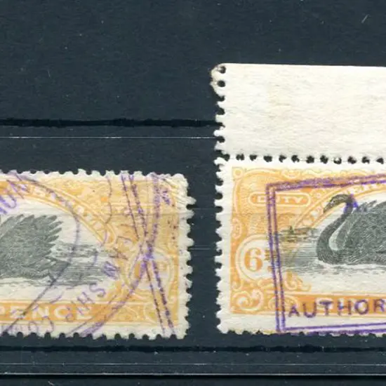 1911/13 6d x 2 with inverted wmk, vert crease ...