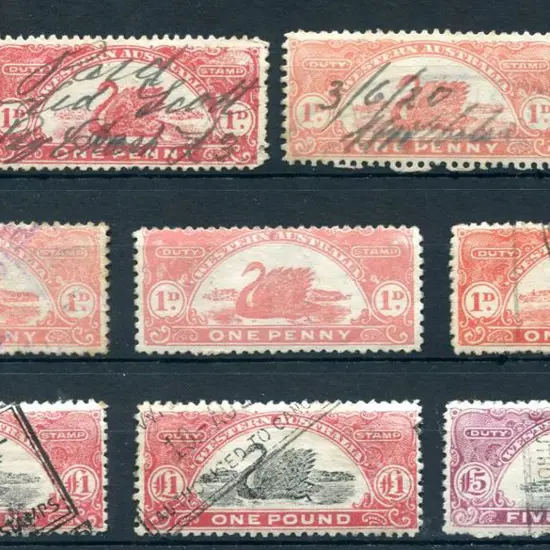 1917/22 1d red x 4, £1 red x 2 & £5 reddish ...