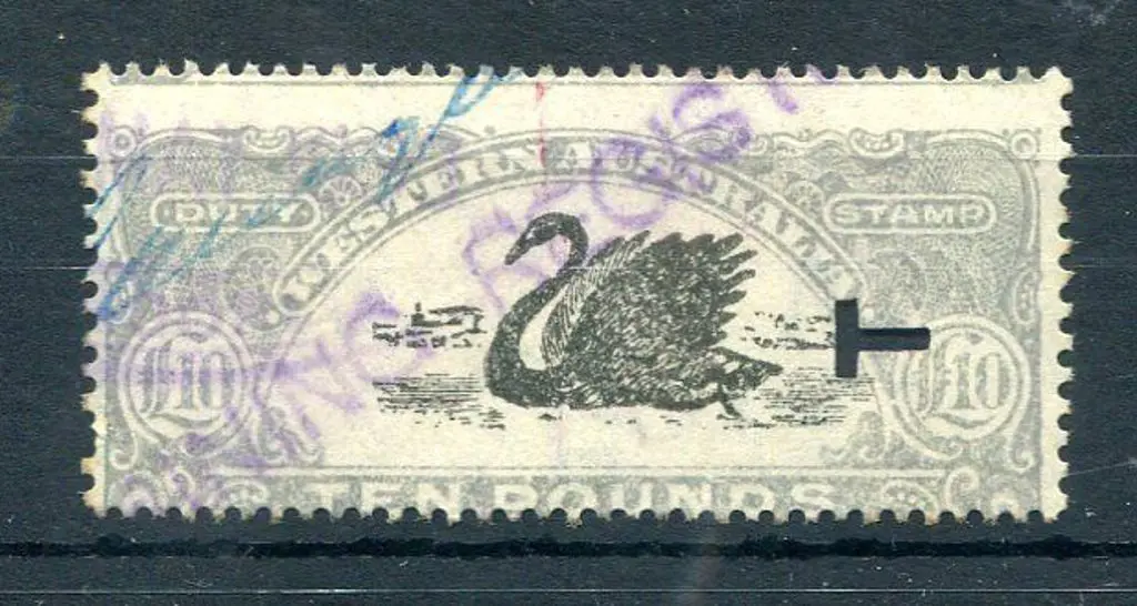 1922/30 £10 grey with inverted wmk & "T" puncture. ... Image 1++