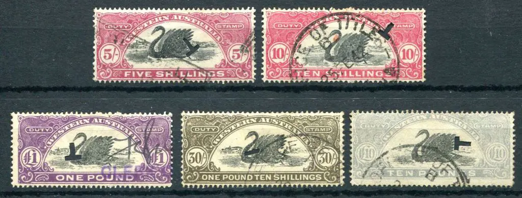 1922/30 5/- claret, 10/- bright carmine, £1 bright ... Image 1++