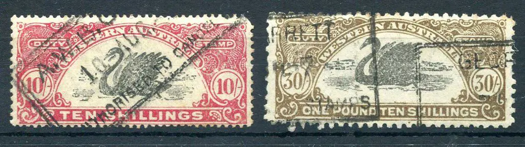 1927 10/- bright carmine, perf. 14½x13½ plus 30/- ... Image 1++