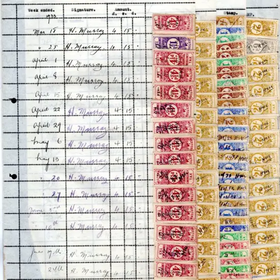 1932-1953 Financial Emergency Tax stamps on 4 ...