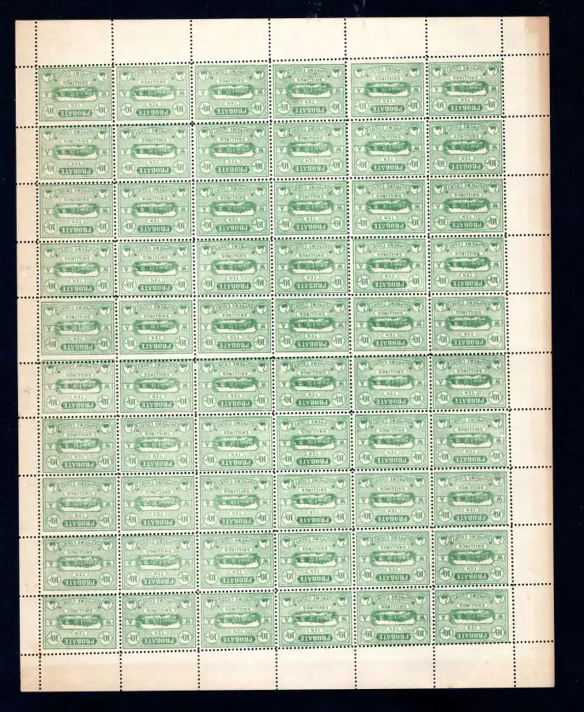 1917 10/- Supreme Court Probate green, perf. 11, ... Image 1++