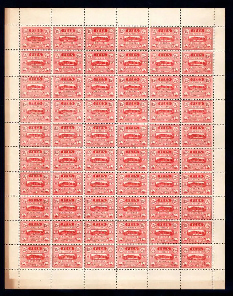 1920 15/- Supreme Court Fees deep red, perf. 11, ... Image 1++