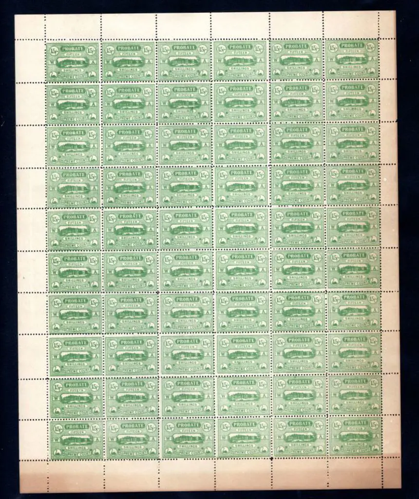 1920 15/- Supreme Court Probate green, perf. 11, ... Image 1++