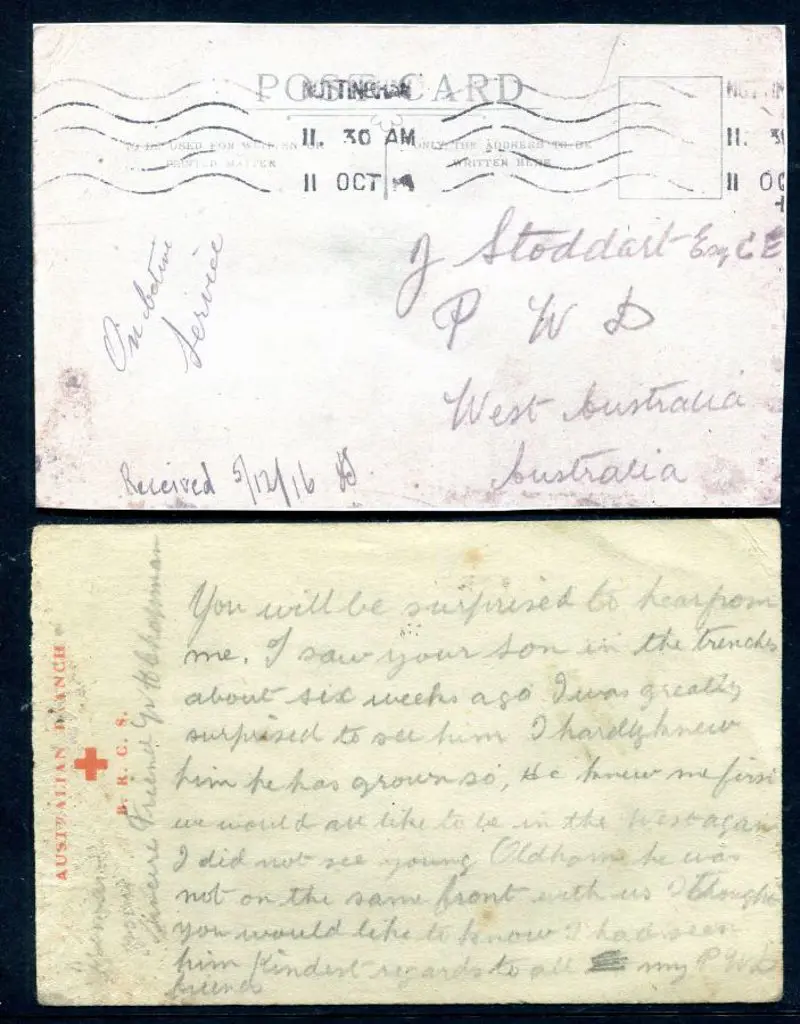 1916 (11th Oct) WWI "Australian Branch B.R.C.S." ... Image 1++