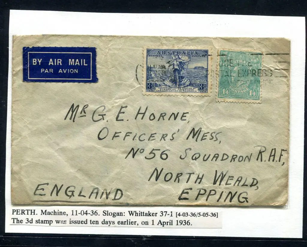 1936 (11th Apr) Small cover with 3d Cable & 1/4d ... Image 1++