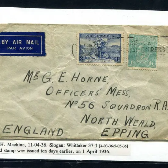 1936 (11th Apr) Small cover with 3d Cable & 1/4d ...