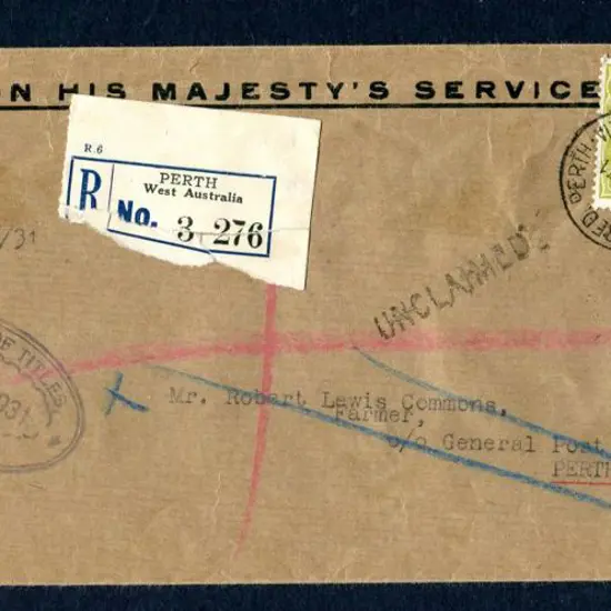 1915 (2nd Jul) Land Titles Office long OHMS env ...