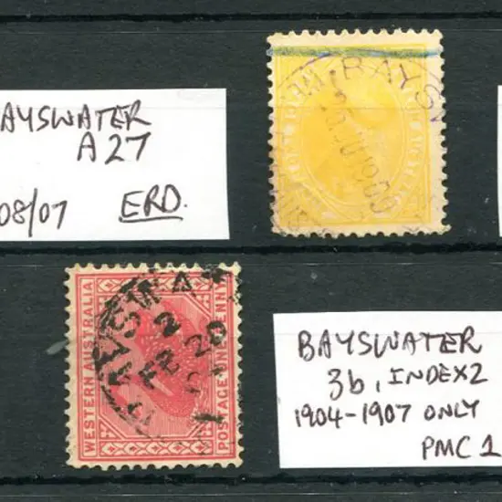 Bayswater A27 early date of 12 AU 1907, a blue ...