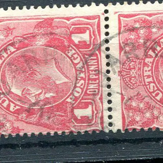 Jarrahdale B29 on 1d KGV pair dated 7 OC 18. PMI ...