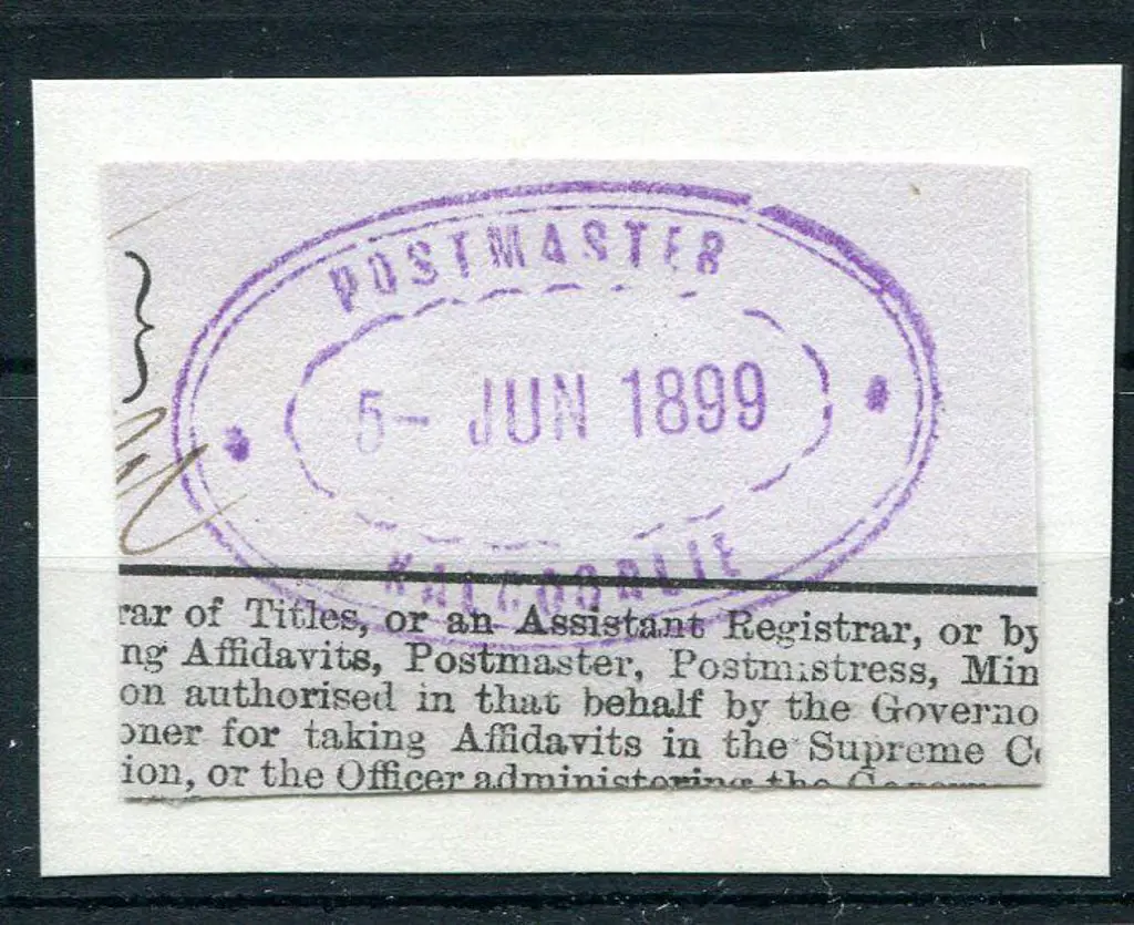 Kalgoorlie Postmaster ORS3 on piece from Official ... Image 1++