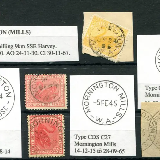 Mornington (Mills) 4 types incl 3b on piece for JY ...